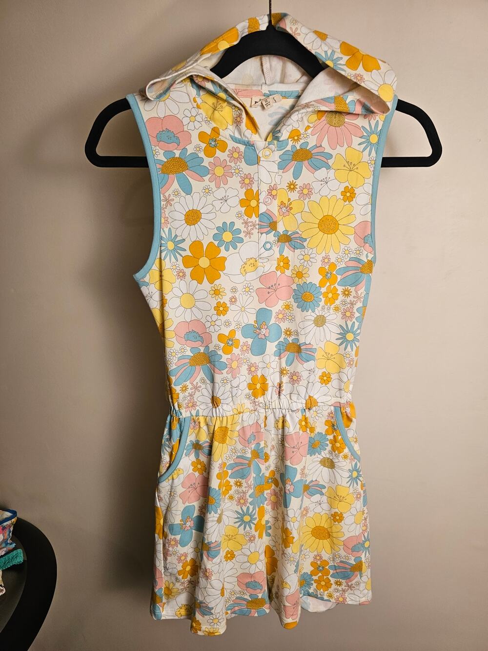 Finding Foxtail Hoodie Romper In Daisy Print 95% Cotton